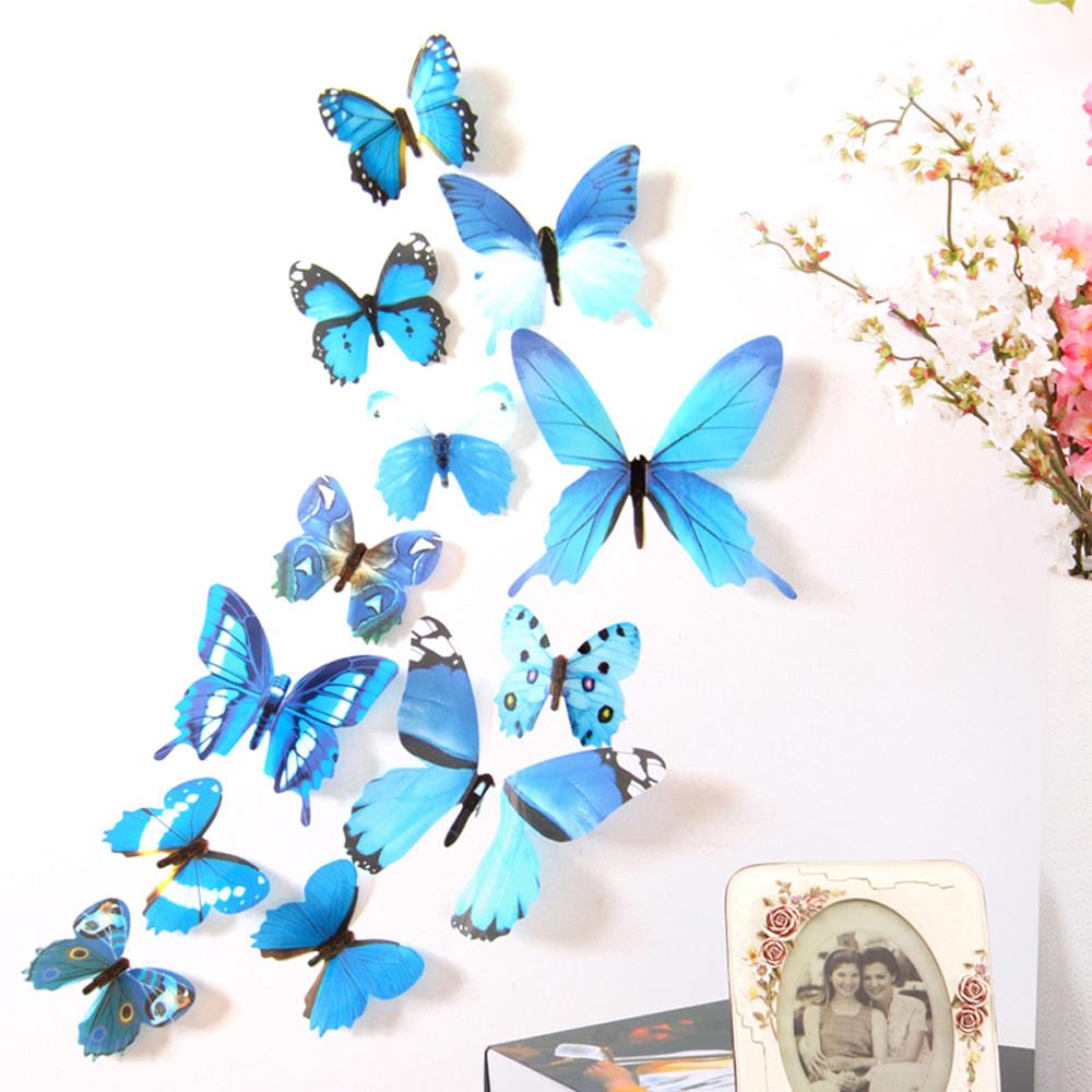 12Pcs 3D Wall Stickers Fridge Magnet Butterflies DIY Sticker Home Decor Kids Rooms Wall Decoration