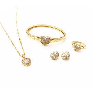 [Maii] 4 in 1 Luxury Crystal Heart Rose Gold Jewelry Set (1)