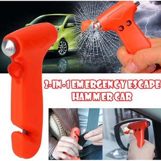 2-in-1 Emergency Escape Hammer Car Window Breaker Seat Belt Cutter