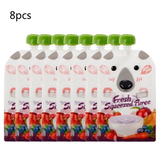 8PCS High Quality Resealable Fresh Squeezed Pouches Practical Baby Weaning Food Puree Reusable Squee