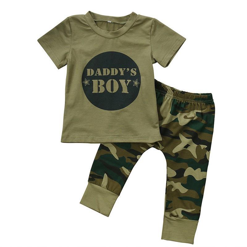 Casual Newborn Infant Baby Boy Girl Camo T-shirt Tops Pants (2)