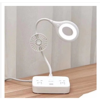 goodmobile NEW Portable Mini Electric Fan Power Strip with Switch Fan Table Lamp(FAN/LAMP/SOCKET/USB