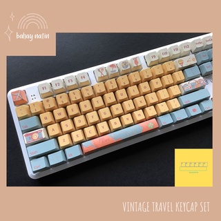 Vintage Travel Theme Keycap Set OEM Profile PBT Dye Sublimation for Mechanical Keyboard 108 Keys