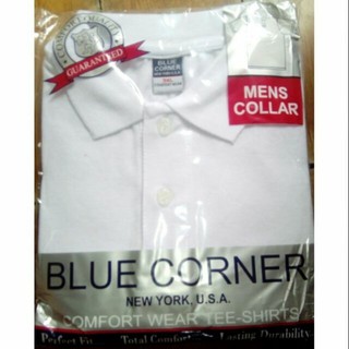 Poloshirt Plain white for Men ( Blue Corner )