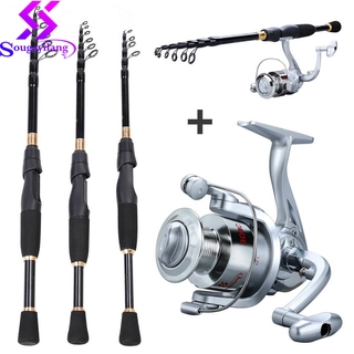 Sougayilang 1.8-2.4M Spinning Telescopic Fishing Rod Set Ultralight Rod 6 Ball Beaings 5.2:1 Gear Ratio Freshwater Fishing Tackle Combos Tool sa pangingisda