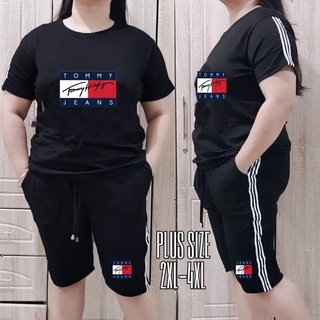 Playsuits & Overalls◇PLUS SIZE (up to 4XL) Black Collection Terno Tshirt & Tokong