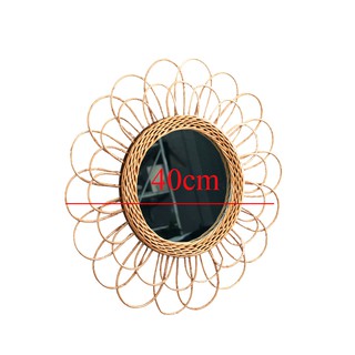 Interior Rattan Dressing Clear Round Wall Hanging Compact Home Mirror Art Deco (4)