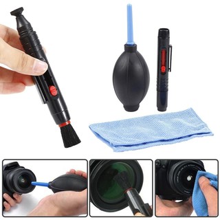 3 in1 Lens Cleaner Cleaning Pen Air Dust Blower Brush Kit
