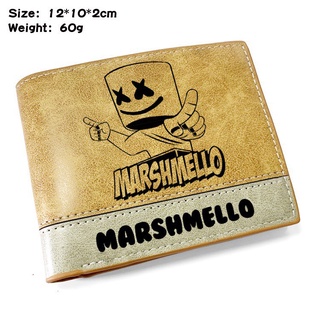 DJ Marshmello Cartoon Student PU Leather Short Card Wallet Coin Purse Gifts for Boys and Girls