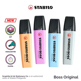 (Set of 4) STABILO Boss Original Pastel Highlighters NEW COLORS 2021