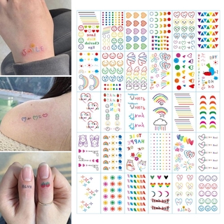 CG 30PCS New Fashion Colorful Tattoo Sticker Rainbow Smiley Cute Love Heart Bracelet Bear