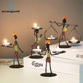 M1-Wrought Iron Candle Holder Home Table Decoration Candlestick Handmade Art Candle Holder Miniature Figurines Home Decoration