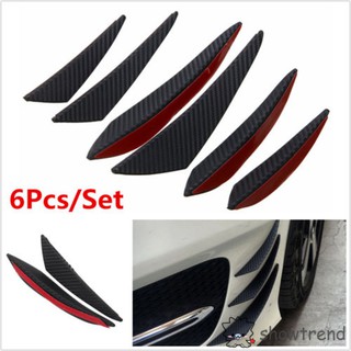 6Pcs Universal Carbon Fiber Look Car Front Bumper Fins Spoiler Wing Lip Splitter