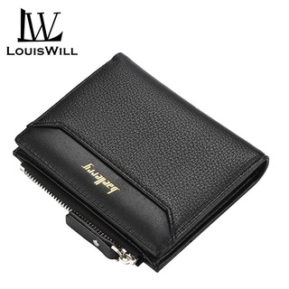 LouisWill Men Wallets Leather Men Bags Short Wallets Bifold Clutch Wallets Crocodile Pattern Wallets