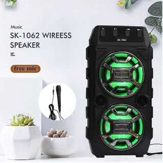 SK -1062 Dual Speaker Wireless Portable Bluetooth Karaoke Speaker With FREE Microphone