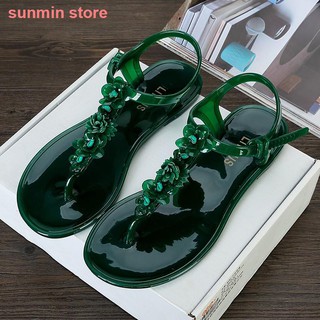 ♥️Ready stock & Super quality♥️ Women Ankle Strap Flat Jelly Sandals Summer Shoe Flip Flops (6)