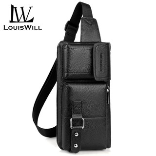 Louiswill Fashion Men Crossbody Bag Waist Bag Waist Pouch Men's Leather Belt Wallet Sling Bag Waterproof Chest Bag Single Shoulder Backpack for Outdoor Sports