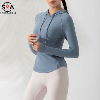 【Sportsangel】New sports Hoodie women's tight elastic quick drying yoga clothes running p long sleeve fitness clothes