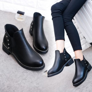 Women Casual Short Soft PU Leather Elastic Band Ankle Boots (1)