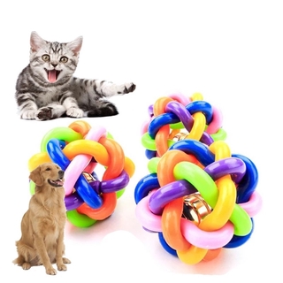 Pet Dog Puppy Cat Colorful Rubber Training Chew Ball / Bell Squeaky Sound Play Toy Dog Ball /Bite Resistant Play Ball Pet Products