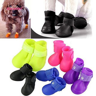 XA_4Pcs/Set Waterproof Anti-Slip Protective Rain Boots Shoes for Cat Dog Puppy Pet