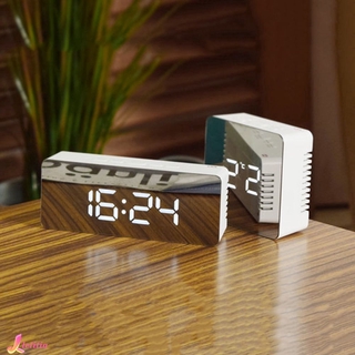 Psa Mirror LED Alarm Clock Night Lights Thermometer Digital Wall Clock LED Lamp Csc