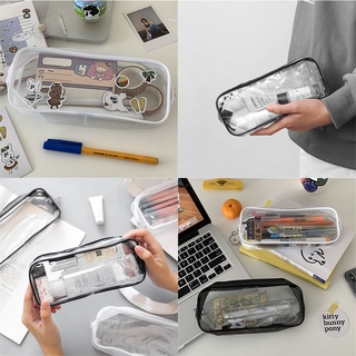 PVC Transparent Pencil Case Zipper Storage Stationery Bag Student