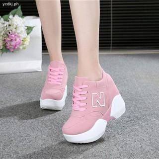❏✖❂Mesh sneakers, hollow thick-soled inner heightening women s shoes, super high heel 10cm platform casual white trendy <