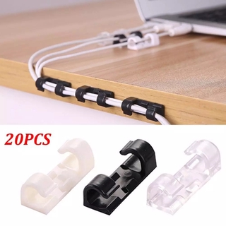 20Pcs Adhesive Data Cable Charging Wire Holder Clips /Desktop Workstation Clips Cord Management Holder /USB Charging Data Line Cable Organizer