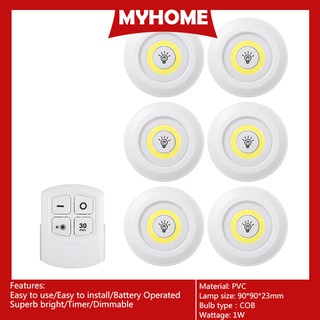 4.5v 1W COB LED Puck Light with Remote Controller Brightness Adjustable Wireless Dimmable Tou
