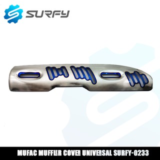 Mufac Universal Muffler Cover Heat Guard Garnish Titanium Wire Drawing made in Thailand Surfy Motorc
