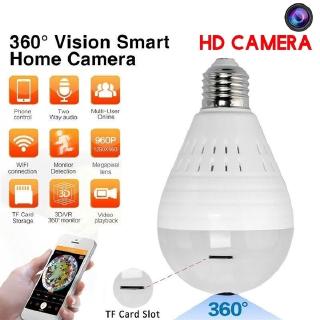 360 Degree HD Wireless Fisheye WiFi IP Camera Bulb Night Vision Spy Cam