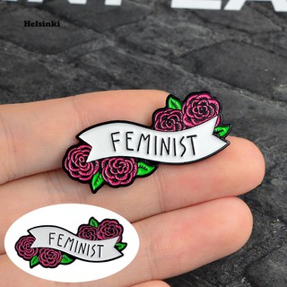 HEL_Charming Flowers Feminist Banner Badge Enamel Brooch Pin Scarf Jacket Jewelry Décor