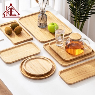 1-KHE Bamboo Tray Japanese Tea Cup Barbecue Round Rectangular Household Tray Cup Plate (1)
