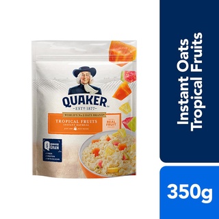 food♕Quaker Instant Oats Tropical Fruits 350g (Pack of 3 + FREE Glass & Spoon Set)