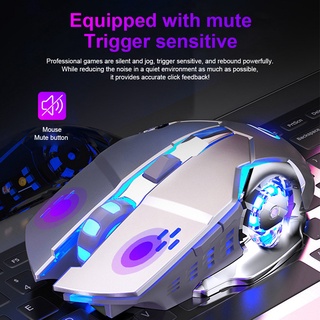 Gaming Mouse Rechargeable Wireless Mouse Silent 1600 DPI Ergonomic RGB LED Backlit 2.4G USB Receiver