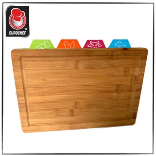 Eurochef Bamboo Chopping Cutting Board Set of 5 (4 Flexible Color-Coded Mats with Index Tabs) 865