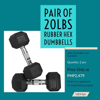 20lbs Rubber Hex Sold in Pair