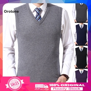 {bxb} Men Casual Winter Solid Color V Neck Sleeveless Knitted Woolen Plus Size Vest