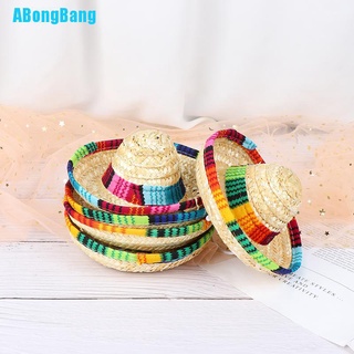 Abongbang Mini Pet Dogs Straw Hat Sombrero Cat Sun Hat Beach Party Straw Hats Dogs Hat