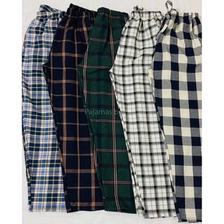 korean plaid pajama/checkered with two side pocket with ribbon