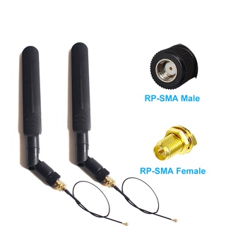 2 X 8dBi WiFi Antenna 2.4GHz 5.8GHz Dual Band +2 X 15CM U.FL/IPEX Pigtail Cable for Mini PCIe Card Wireless Routers, PC Desktop, Repeater, FPV UAV Drone and PS4 Build