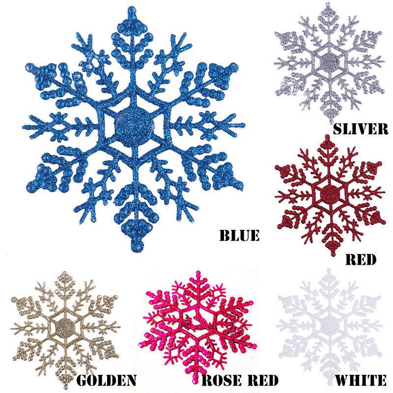 12Pcs/Set Glittered Christmas Snowflake Ornaments Xmas Tree