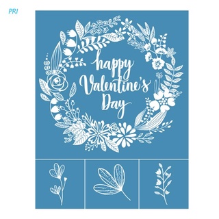 pri Happy Valentine's Day Self-Adhesive Silk Screen Printing Stencil Reusable Sign Stencils for Pain