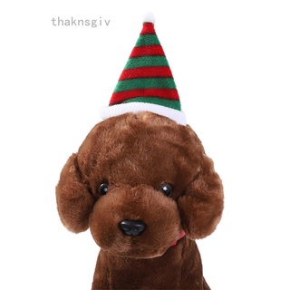 Thaknsgiv Pet Striped Christmas Hat Adjustable Cat Holiday Cap Dog Xmas Headgear Headwear