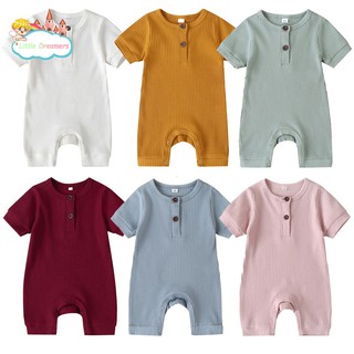 0-18M Baby Summer Clothing Infant Newborn Baby Solid Romper Short Sleeve Jumpsuits Solid Playsuits Casual Outfits