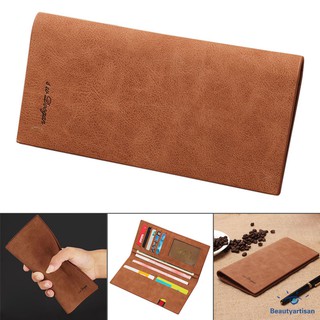 Men Long Wallets Purse Storage Bag PU Vintage Ultra-thin Soft Durable For Coin Money Cards
