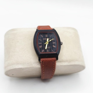 Seiko Presage Automatic Black Dial Brown Leather Strap Fashion Watch for Men qvPH