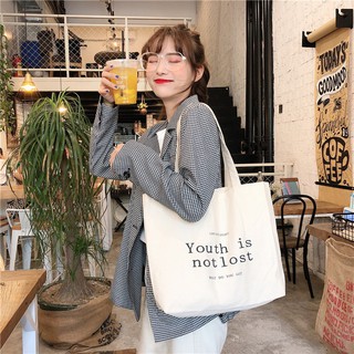Women's Canvas Shoulder Tote Bag Lady Casual Letters Printing Handbags Sling Shopping School Bags