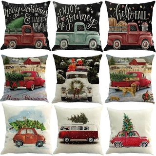 [24Hs Delivery] Christmas Throw Waist Pillow Case Cotton Linen Cushion Cover